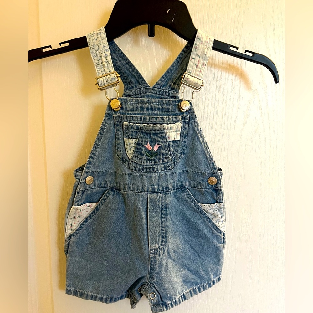 Vintage 12 month Y2K‎ embroidered overalls. MINIWEAR